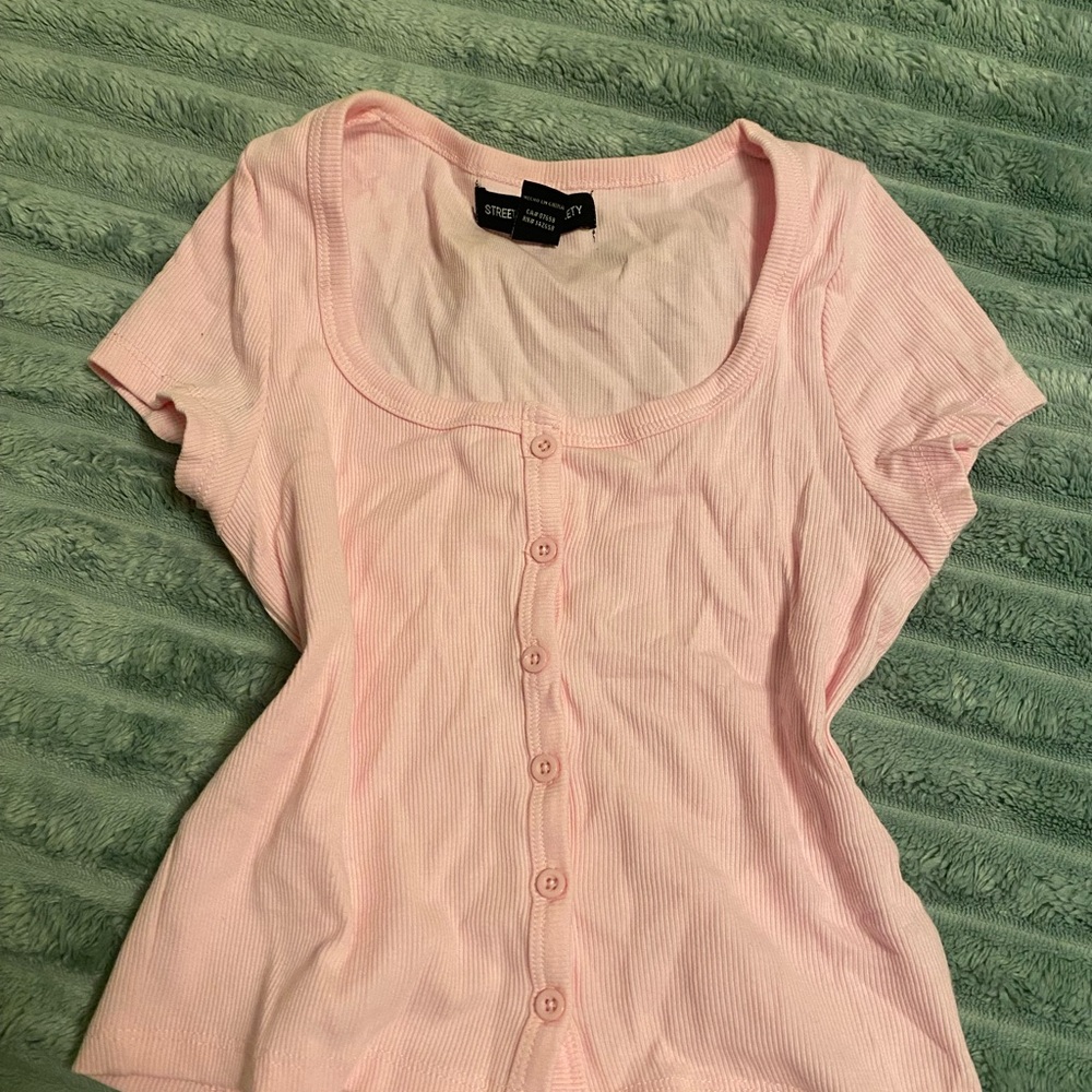 Streetwear Society Light Pink Button-Up Top